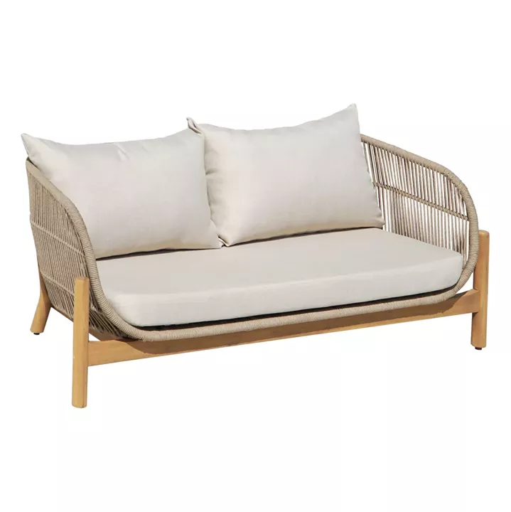 OUTDOOR LOUNGE 2-SEATER SOFA SANJI HM6220 ACACIA WOOD-ALUMINUM-ROPE 163x77x70Hcm.