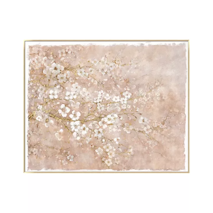 Artekko Floral Μπεζ Πίνακας σε Καμβά με Λουλούδια (120x3.5x150)cm