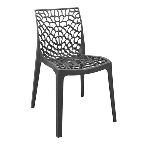 Hush stackable  pakoworld pp chair in dark grey color 50x57x81cm