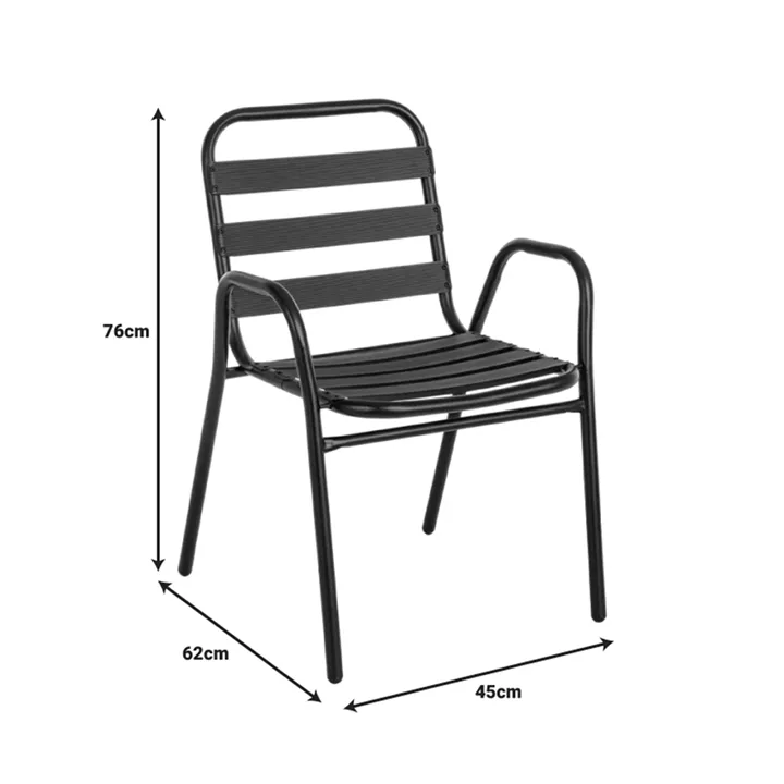 Dining table Sussie-Ensure pakoworld 5pcs metal-glass in black color 140x80x70cm