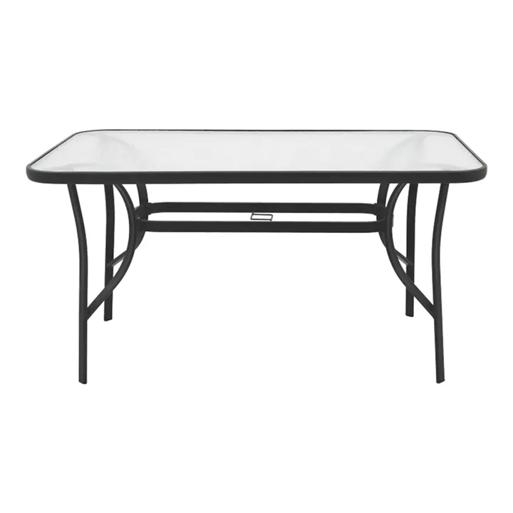 Dining table Sussie-Ensure pakoworld 5pcs metal-glass in black color 140x80x70cm