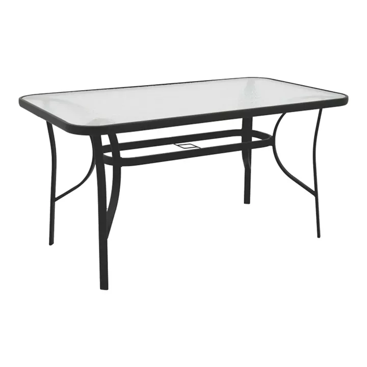 Dining table Sussie-Ensure pakoworld 5pcs metal-glass in black color 140x80x70cm