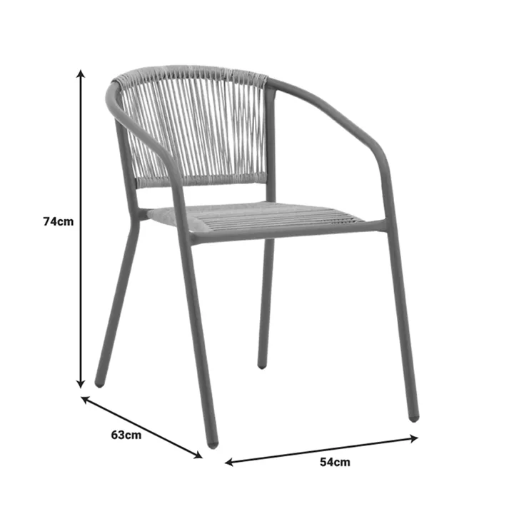 Dining table Valor-Lindaria pakoworld set of 5 pieces anthracite metal-glass-pe rattan in natural shade 110x60x70cm