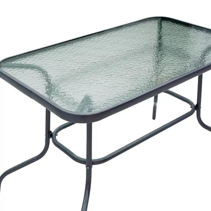 Dining table Valor-Lindaria pakoworld set of 5 pieces anthracite metal-glass-pe rattan in natural shade 110x60x70cm