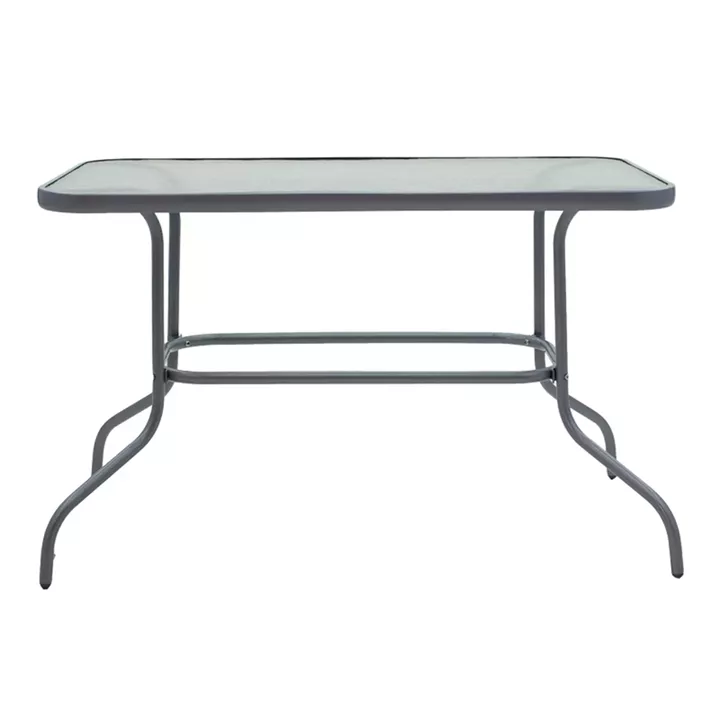 Dining table Valor-Lindaria pakoworld set of 5 pieces anthracite metal-glass-pe rattan in natural shade 110x60x70cm