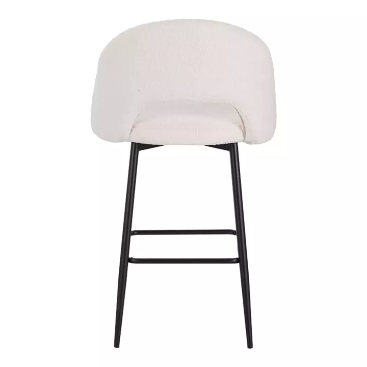 Masebo pakoworld bar stool bouclé in white color with black metallic legs 48x52x97cm