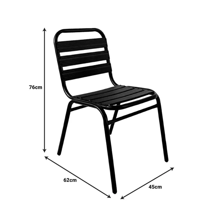 Τραπεζαρία Valor-Sussie pakoworld σετ 5τεμ μέταλλο μαύρο-γυαλί  110x60x70εκ