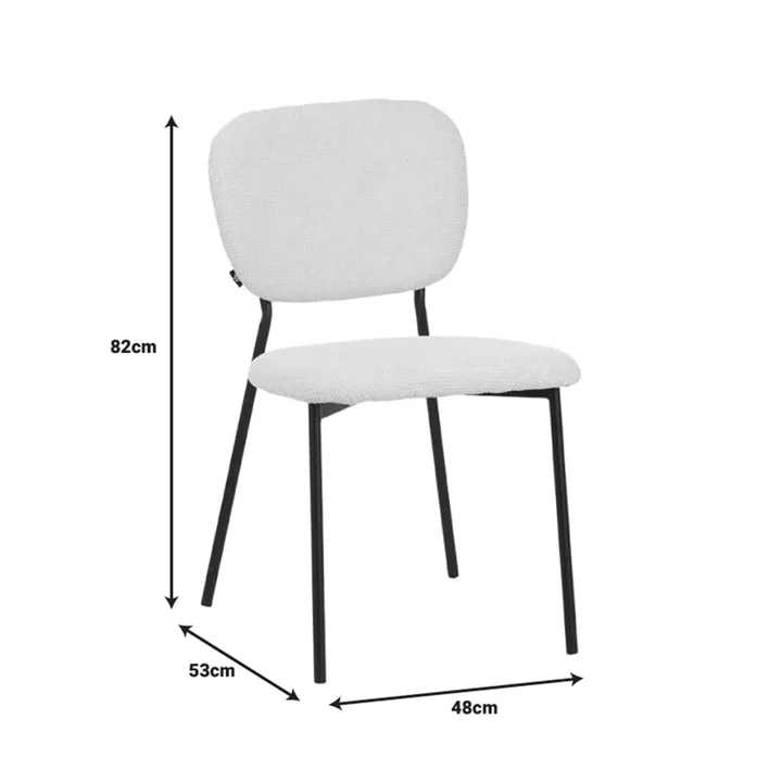 Cathair pakoworld chair bouclé fabric in tampa color with black metallic legs 48x53x82cm