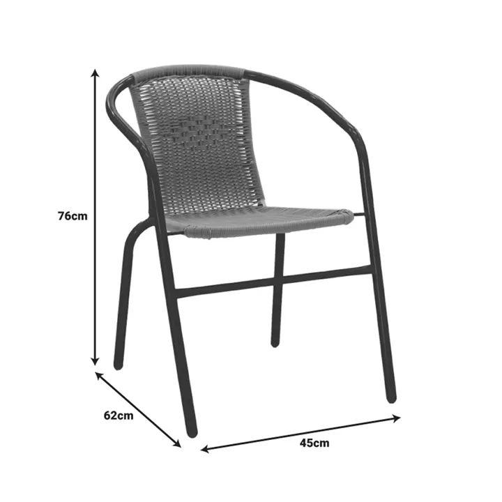 Dining table Obbi-Ensure pakoworld 5pcs metal-glass in black color 140x80x70cm