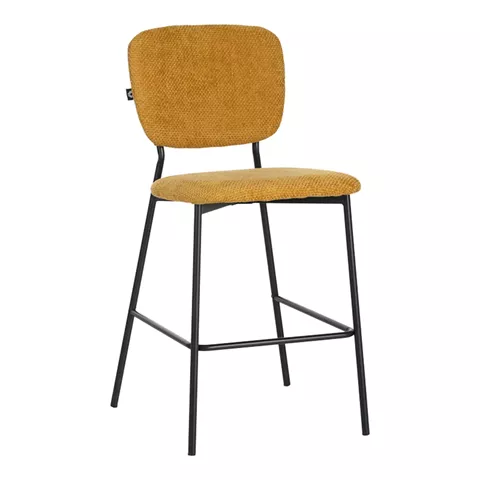 Cathair pakoworld bar stool bouclé fabric in tampa color with black metallic legs 48x54x100cm