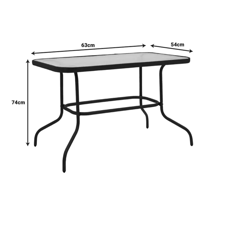 Dining table Valor-Lindaria pakoworld set of 5 pieces anthracite metal-glass-pe rattan 110x60x70cm