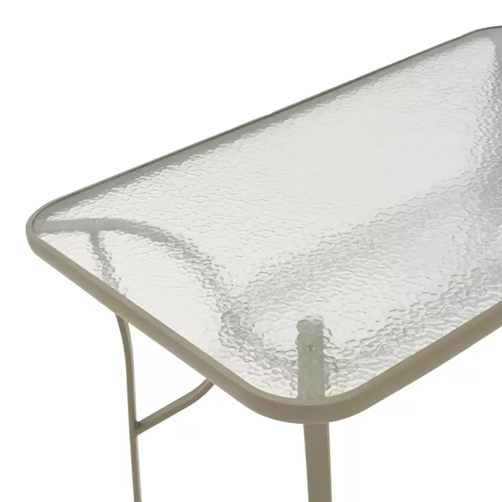 Dining table Ensure-Calan pakoworld metal-glass in champagne color 140x80x70cm