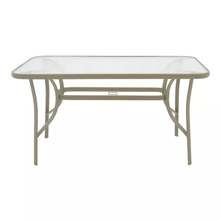 Dining table Ensure-Calan pakoworld metal-glass in champagne color 140x80x70cm