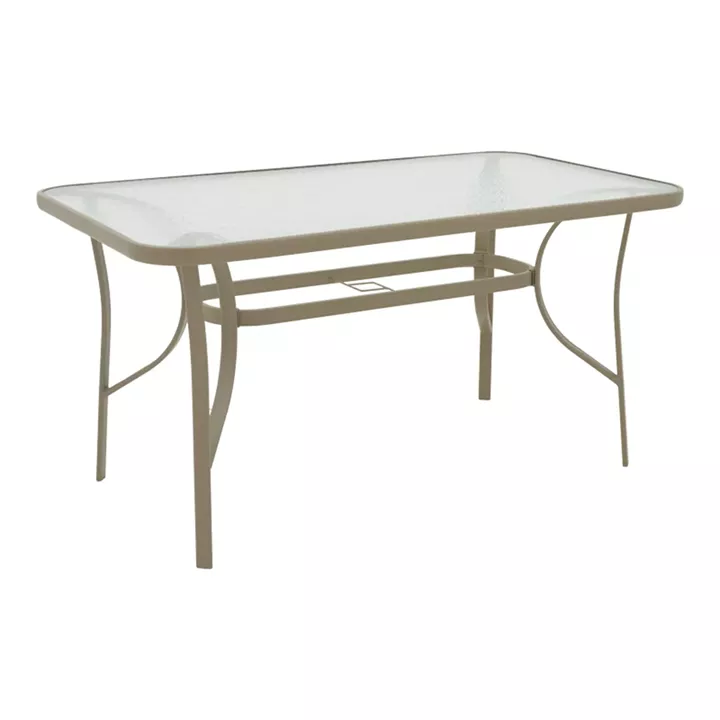 Dining table Ensure-Calan pakoworld metal-glass in champagne color 140x80x70cm