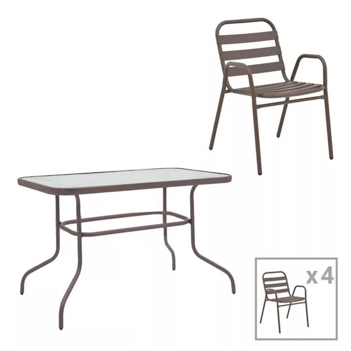 Dining table Valor-Sussie pakoworld metal brown-glass 110x60x70cm