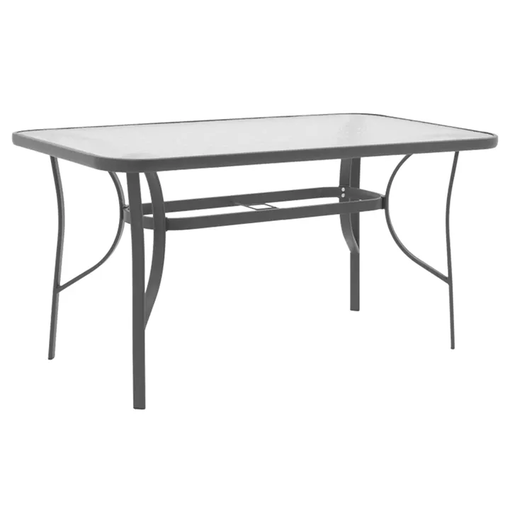 Dining set 5pcs Ensure-Lindaria pakoworld metal-glass dark grey 140x80x70cm