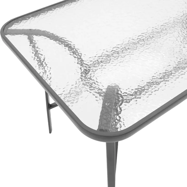 Dining set 5pcs Ensure-Sussie pakoworld metal-glass dark grey 140x80x70cm