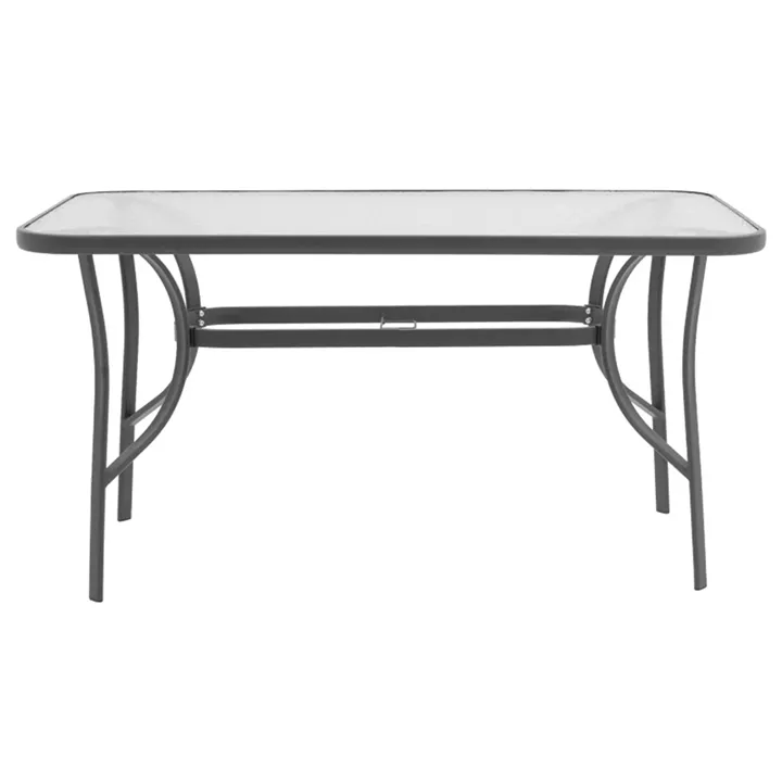 Dining set 5pcs Ensure-Sussie pakoworld metal-glass dark grey 140x80x70cm