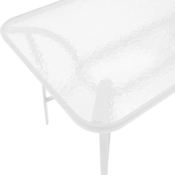 Dining table Obbi-Ensure pakoworld 5pcs metal-glass in white color 120x70x70cm