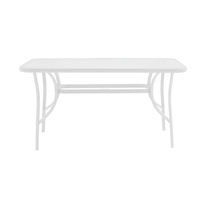 Dining table Obbi-Ensure pakoworld 5pcs metal-glass in white color 120x70x70cm