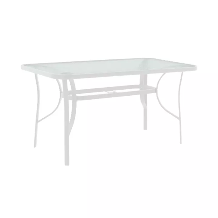 Dining table Sussie-Ensure pakoworld 5pcs metal-glass in white color 120x70x70cm