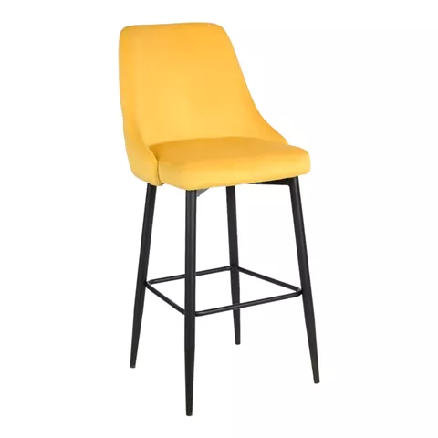 Zedna bar stool pakoworld yellow velvet with black metal legs 52x57x111cm