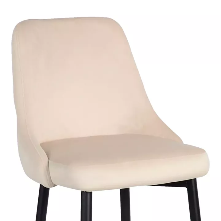 Zedna bar stool pakoworld beige velvet with black metal legs 52x57x111cm
