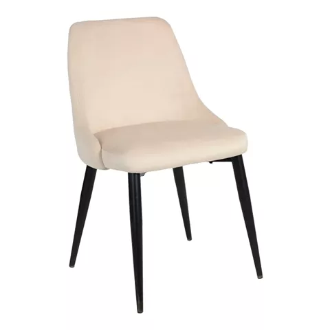 Zedna chair pakoworld beige velvet with black metal legs 51x58x84cm