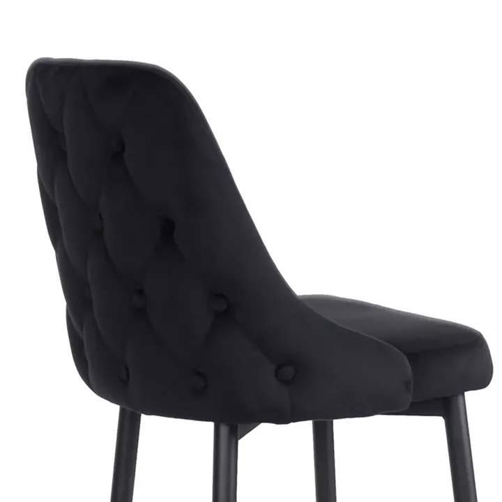Zedna bar stool pakoworld black velvet with black metal legs 52x57x111cm