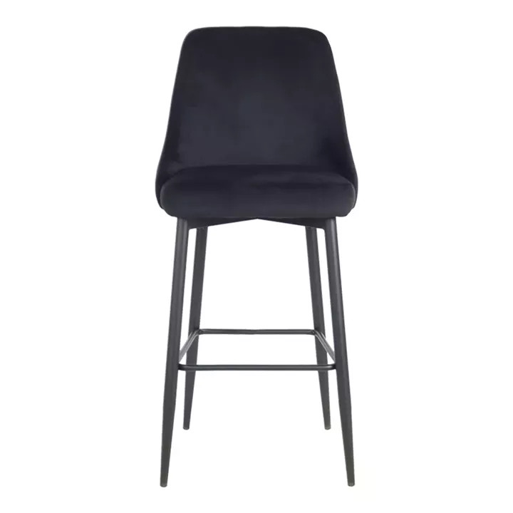 Zedna bar stool pakoworld black velvet with black metal legs 52x57x111cm