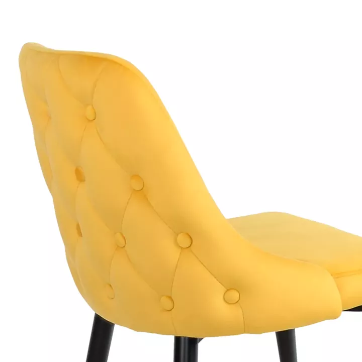 Zedna chair pakoworld yellow velvet with black metal legs 51x58x84cm