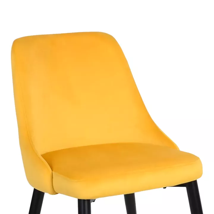 Zedna chair pakoworld yellow velvet with black metal legs 51x58x84cm