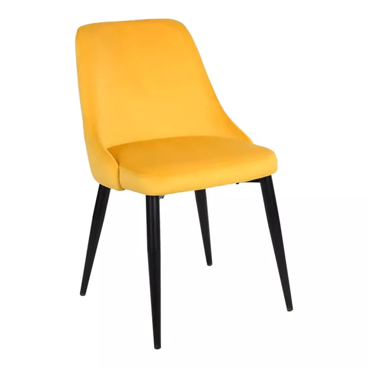 Zedna chair pakoworld yellow velvet with black metal legs 51x58x84cm