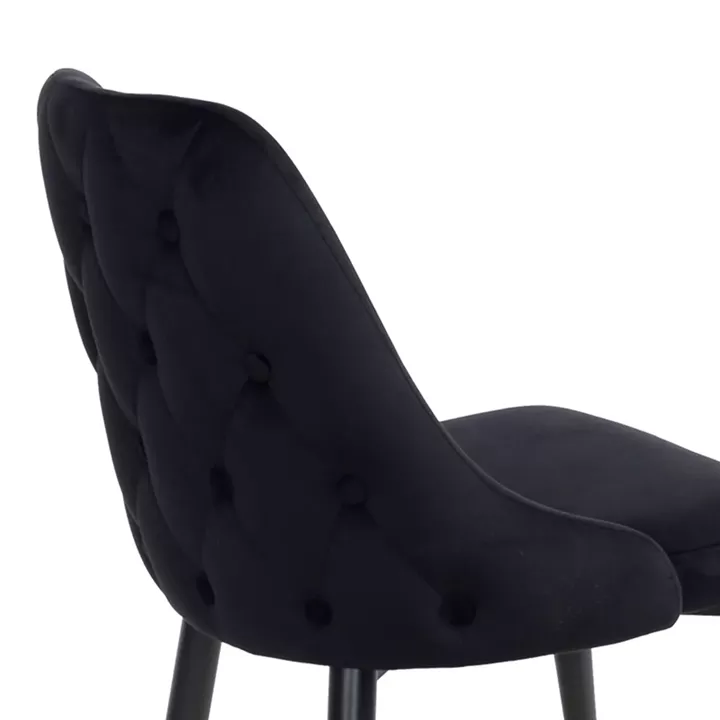 Zedna chair pakoworld black velvet with black metal legs 51x58x84cm