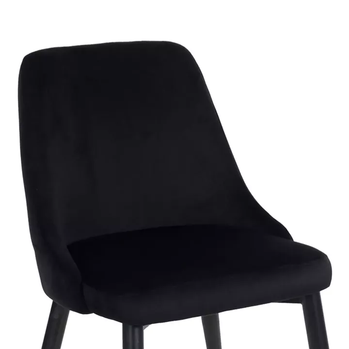 Zedna chair pakoworld black velvet with black metal legs 51x58x84cm