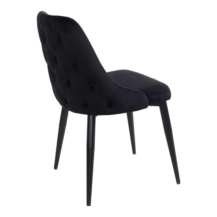 Zedna chair pakoworld black velvet with black metal legs 51x58x84cm