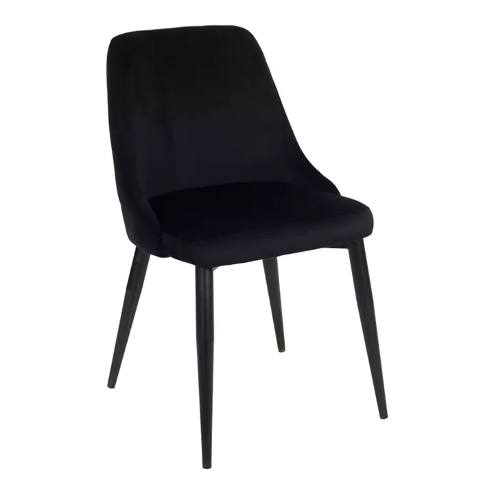 Zedna chair pakoworld black velvet with black metal legs 51x58x84cm