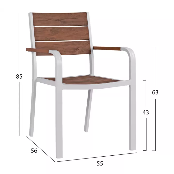 Aluminum Armchair White & Polywood HM5127.01 55x56x85 cm
