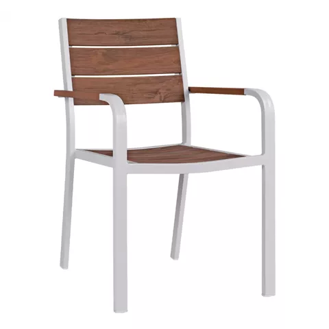 Aluminum Armchair White & Polywood HM5127.01 55x56x85 cm