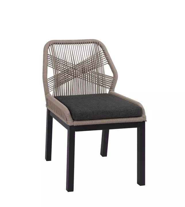 ALUMINUM DINING CHAIR HOWARD HM5547.12 DARK GREY FRAME--ROPE BEIGE & CUSHION IN DARK GREY 55.5x60x84.5Hcm.