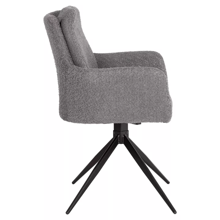 DINING ARMCHAIR SWIVEL BLANS HM9942.01 GREY BOUCLE FABRIC-METAL LEGS 62x60x90Hcm.