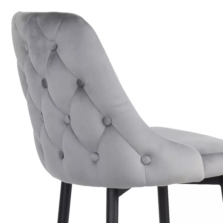 Σκαμπό μπαρ Zedna pakoworld γκρι βελούδο με μαύρα μεταλλικά πόδια 52x57x111εκ