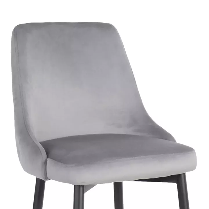 Σκαμπό μπαρ Zedna pakoworld γκρι βελούδο με μαύρα μεταλλικά πόδια 52x57x111εκ