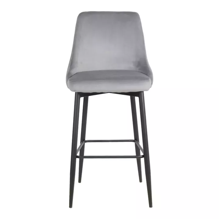 Σκαμπό μπαρ Zedna pakoworld γκρι βελούδο με μαύρα μεταλλικά πόδια 52x57x111εκ