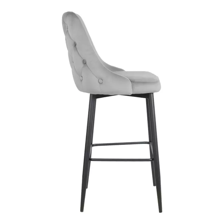 Σκαμπό μπαρ Zedna pakoworld γκρι βελούδο με μαύρα μεταλλικά πόδια 52x57x111εκ