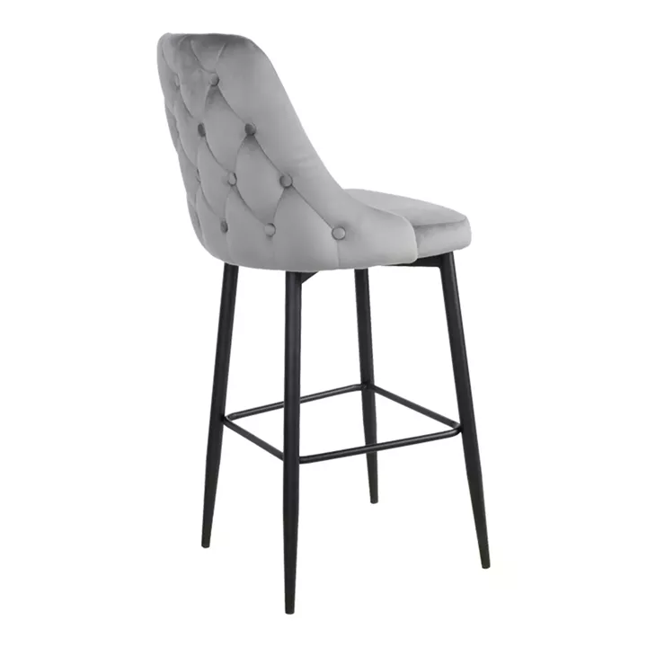 Σκαμπό μπαρ Zedna pakoworld γκρι βελούδο με μαύρα μεταλλικά πόδια 52x57x111εκ