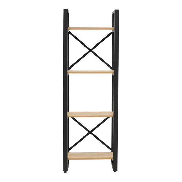 Βιβλιοθήκη Crimson pakoworld σε oak-μαύρη απόχρωση 50x22x150εκ