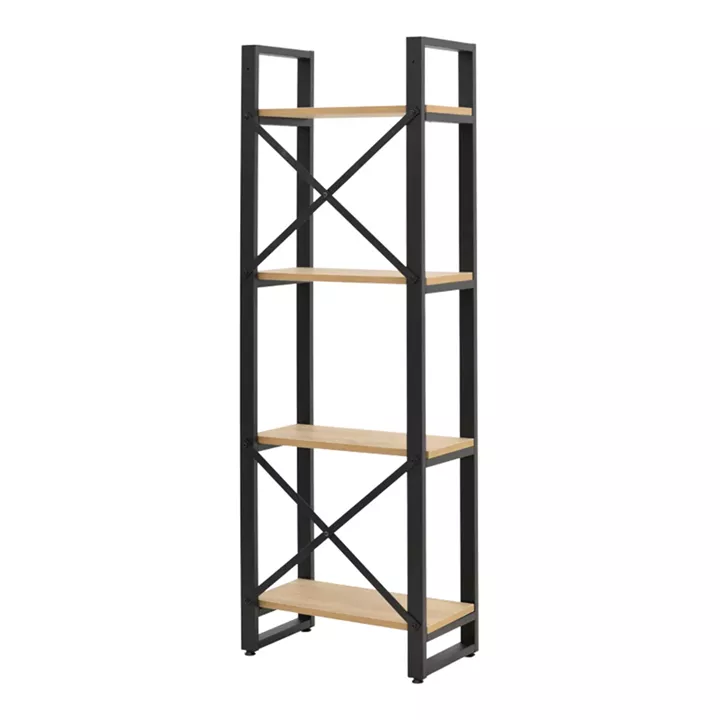 Βιβλιοθήκη Crimson pakoworld σε oak-μαύρη απόχρωση 50x22x150εκ
