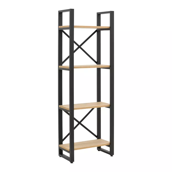 Βιβλιοθήκη Crimson pakoworld σε oak-μαύρη απόχρωση 50x22x150εκ