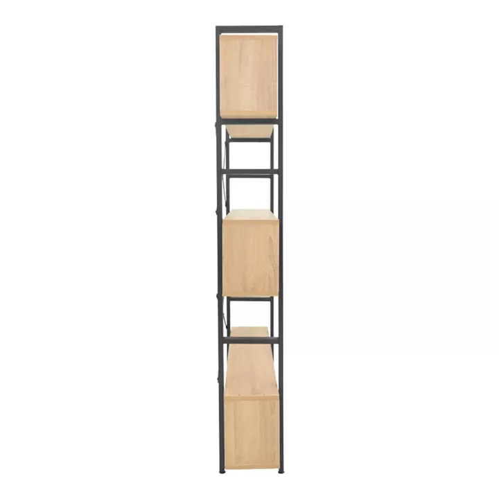 Fifer pakoworld bookcase in oak-black shade 120x28x185cm